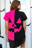 PREORDER - Large Only - Jess Lea Pink Pumpkin Short Sleeve Sweater