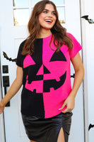 PREORDER - Large Only - Jess Lea Pink Pumpkin Short Sleeve Sweater