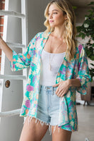 🔥Surprise Sale🔥 Mint Floral Quarter Sleeve Open Cardigan