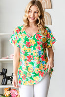 Kelly Green Floral Tunic Top