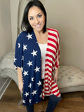 S-3X Stars & Stripe Open Cardigan