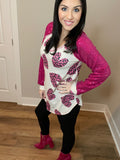 XXL XXXL Long Sleeve Sequin Puff Animal Heart Top