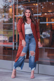 XXXL Jess Lea Rust Spiced Up Long Pocket Cardigan