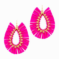 Raffia Gold Teardrop Earrings - 2 Colors