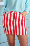 PREORDER - Jess Lea Striped Nova Denim Skirt - Red