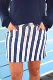 PREORDER - Jess Lea Striped Nova Denim Skirt - Navy