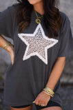 PREORDER - Leopard Faux Star Patch Graphic Tee in Youth & Adult