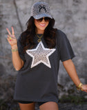 PREORDER - Leopard Faux Star Patch Graphic Tee in Youth & Adult