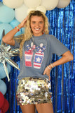 PREORDER - Patriotic Sparkly Champagne Faux Graphic Tee