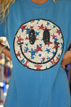 PREORDER - Faux Sparkly Star Smiley Graphic Tee in Youth & Adult