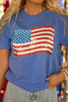 PREORDER - Faux Shimmer Flag Graphic Tee in Youth & Adult