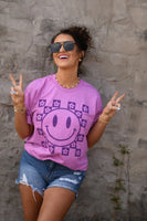 PREORDER - Purple Smiley Flowers Graphic Tee