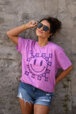 PREORDER - Purple Smiley Flowers Graphic Tee