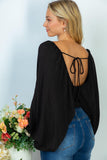 S-XL Loose Black Bodysuit With Flare