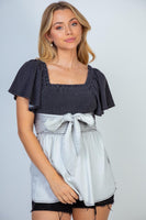 S-3X - Ombre Smocked Short Sleeve Top