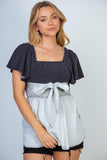 S-3X - Ombre Smocked Short Sleeve Top