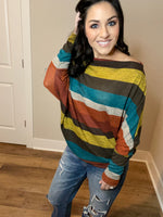 XXL XXXL - Slouchy Striped Dolman Long Sleeve