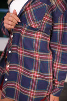 PREORDER - Jess Lea Lola Flannel Tunic Top - Navy