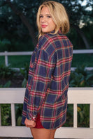 PREORDER - Jess Lea Lola Flannel Tunic Top - Navy