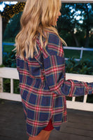PREORDER - Jess Lea Lola Flannel Tunic Top - Navy