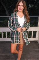 PREORDER - Jess Lea Lola Flannel Tunic Top - Green