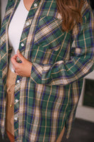 PREORDER - Jess Lea Lola Flannel Tunic Top - Green