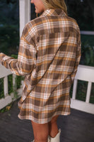 PREORDER - Jess Lea Lola Flannel Tunic Top - Brown