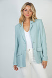 S-XL Solid Woven Two Button Blazer With Pockets