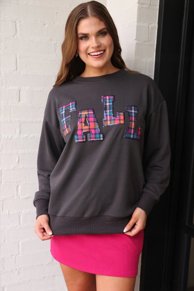PREORDER - Jess Lea Fall Plaid Patch Pullover