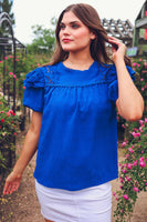 PREORDER - Jess Lea Kimber Eyelet Top, Royal Blue