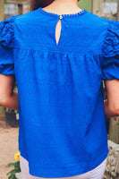 PREORDER - Jess Lea Kimber Eyelet Top, Royal Blue