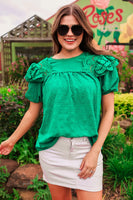 PREORDER - Jess Lea Kimber Eyelet Top, Green