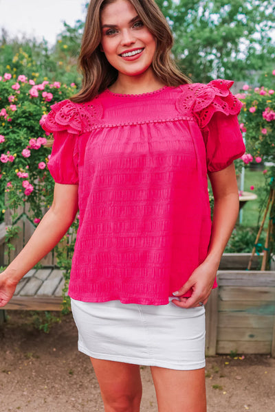 PREORDER - Jess Lea Kimber Eyelet Top, Pink
