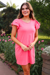 PREORDER - Jess Lea Caitlin Flutter Sleeve Dress, Coral