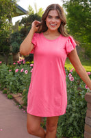 PREORDER - Jess Lea Caitlin Flutter Sleeve Dress, Coral