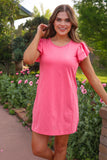 PREORDER - Jess Lea Caitlin Flutter Sleeve Dress, Coral