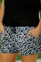 S M Jess Lea Black & White Leopard Sequin Shorts