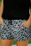 S M Jess Lea Black & White Leopard Sequin Shorts