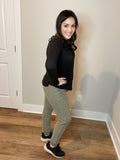 S M High-waisted Knit Olive Jogger