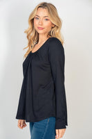 S-XL Long Sleeve Back Cut Out Tie Top