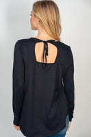 S-XL Long Sleeve Back Cut Out Tie Top