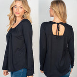 S-XL Long Sleeve Back Cut Out Tie Top