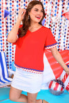 PREORDER - Jess Lea Patriotic Waves Ric Rac Top