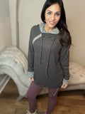 S-XL Waffle Knit Charcoal Hoodie