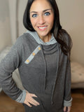 S-XL Waffle Knit Charcoal Hoodie