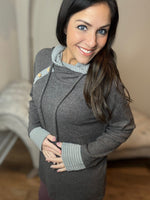 S-XL Waffle Knit Charcoal Hoodie