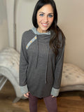 S-XL Waffle Knit Charcoal Hoodie
