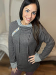 S-XL Waffle Knit Charcoal Hoodie