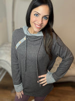 S-XL Waffle Knit Charcoal Hoodie