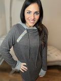 S-XL Waffle Knit Charcoal Hoodie